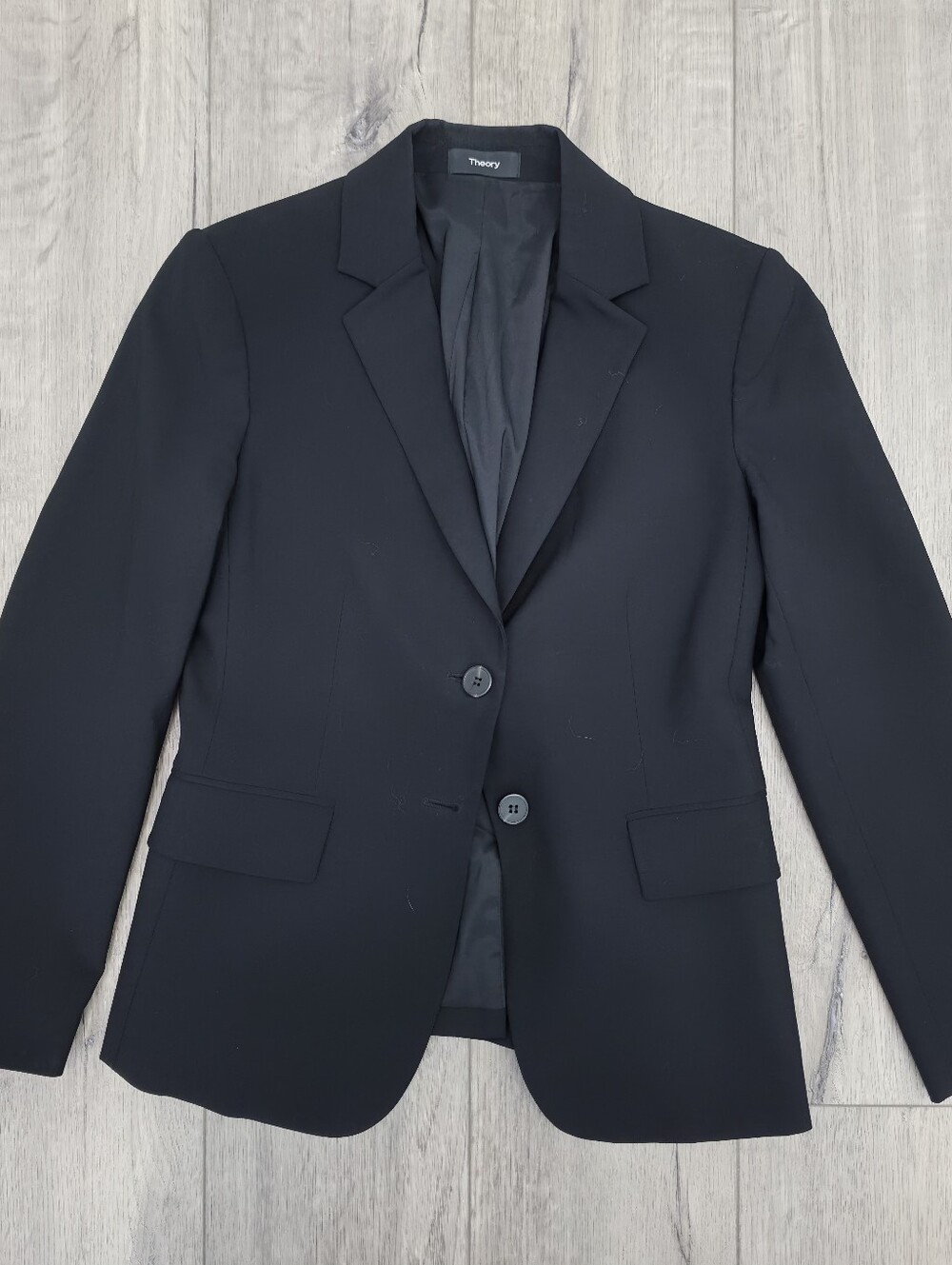 Theory Black Tailored Two-Button Blazer